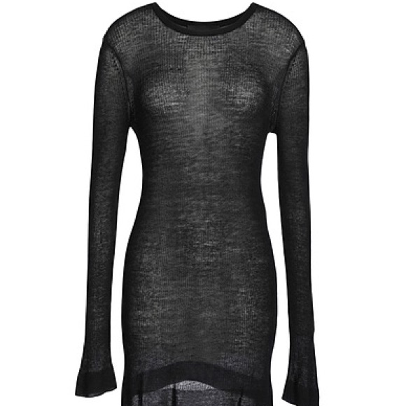 Baja East Black Long Sleeve Cashmere Viscose Top